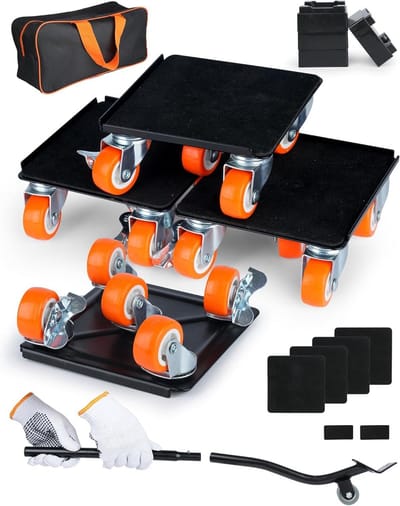 Meubeltransport Rollers - Verhuisset Wielen - Zwaar Meubilair Verplaatsen - 500 kg Draagkracht - 4 Stuks Set - Oranje