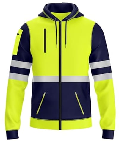 Heren Hi-Viz Hoodie met Reflecterende Tape en Ritsen