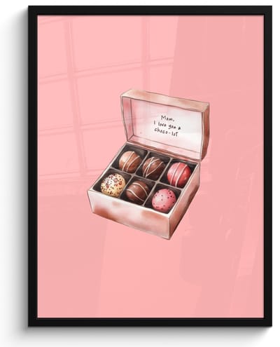 Poster in lijst - Fotolijst 50x70 cm - Posters - Doosje - Bonbons - Liefdevolle - Tekst - Posterlijst zwart - Decoratie - Wanddecoratie woonkamer - Muurdecoratie slaapkamer