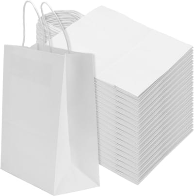 100 Witte Kraft Giftzakken met Handvatten 27x21x11cm - Duurzame Verpakking voor Cadeaus en Winkelen
