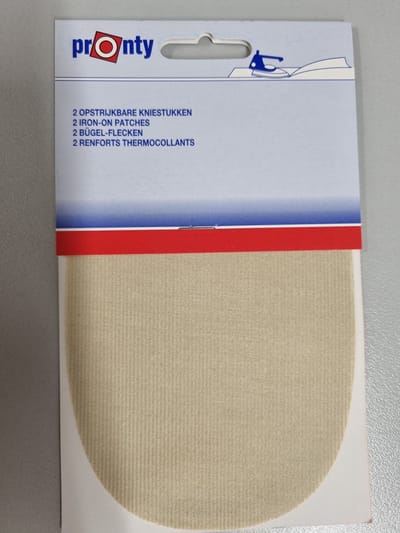 Pronty - Twee Opstrijkbare Knie- of Elleboog patches - Corduroy - Beige