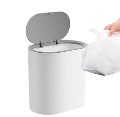 Prullenbak Met Deksel - Afvalemmer Drukdeksel - Compacte Ruimtes - Stijlvol Slim Profiel - 26.5 x 26 x 17 cm