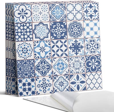 Coloray Wandpanelen Zelfklevend - Geometrische tegelpatronen Zelfklevende Wandpanelen - 50 cm x 50 cm - Blauw Wandpaneel PVC - 4 stuks - Texturen Wandpanelen Zelfklevend - Keuken Wandpanelen - Wandpanelen Badkamer