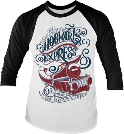 Harry Potter Raglan top -S- All Aboard The Hogwarts Express Wit/Zwart