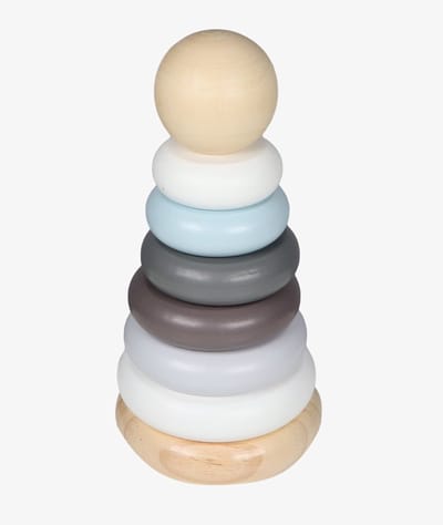 Tryco Wooden Ring Pyramid - Houten Stapeltoren - Stapelringen en Motoriekspel - Stimuleert Fijne Motoriek en Hand-oogcoördinatie - Vanaf 12 Maanden