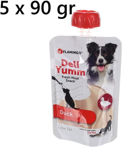 ** 5X ** flamingo deli yumm 90 gr - eend - ideaal te gebruiken met likmat - fresh meat snack