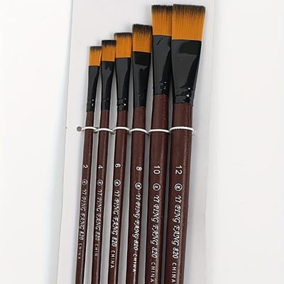 6 stuks Synthetische Platte Verfkwasten Set, Nylon Borstels met Klinknagel Handvat voor Acryl, Olie, Aquarel Schilderen Kunstenaarsbenodigdheden