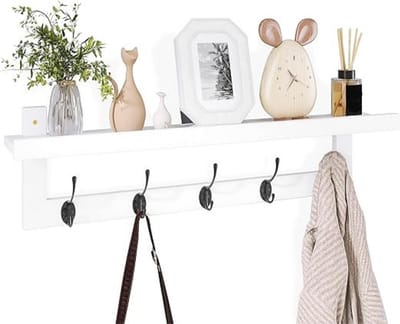 GTB® Wandkapstok met Hoedenplank - Kapstok - Wandkapstok - Wit en Zwart - 75cm x 12cm x 20cm