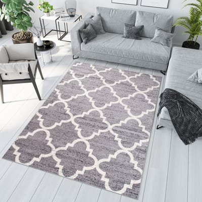 Tapiso Jawa Vloerkleed Grijs Laagpolig Modern Trellis Tapijt Maat- 200x290