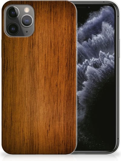 TPU Hoesje voor Apple iPhone 11 Pro Bumper Hoesje Donker Hout