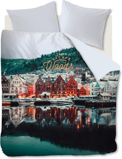 Ambiante Escape - Dekbedovertrek - Eenpersoons - 140x200/220 cm - Blauw Groen