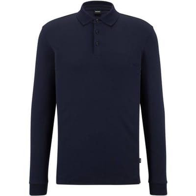 BOSS Black Polo lange mouw Blauw Polo Pado navy 30 10241542 01 50468392/404