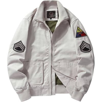 Jas Heren Herfst M1942 Retro Werkjas MA1 Piloot Militaire Uniform Baseball Uniform Trendy L white