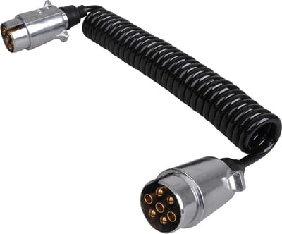 Proplus Spiraalkabel - 3.5 m - Verlengkabel - Krulsnoer - Spiraalsnoer - Staal - Voor Aanhangwagen, Caravan of Trailer - PVC - 7-polig