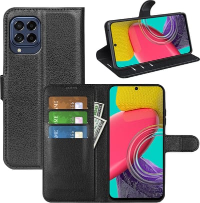 MobyDefend Hoesje - Geschikt voor Samsung Galaxy M53 - Kunstleren Wallet Book Case (Sluiting Voorkant) - Zwart