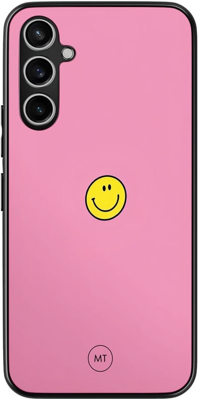 Hoesje geschikt voor Samsung Galaxy A54 - Pink smiley - TPU Hard Case Backcover - Roze - Mooie Telefoonhoesjes