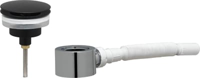 Ben Fixed Wastafel Afvoerplug Set - Niet-afsluitbaar - met plat Meubelsifon 5/4" - Gestructureerd zwart