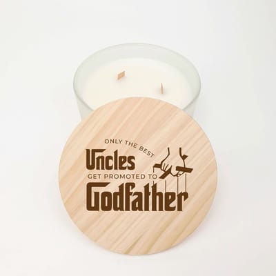 Geurkaars XL - GROOT - 3 houten wieken - Peter vragen - Wil je mijn peter zijn - Peter vragen cadeau - Godfather gravure design