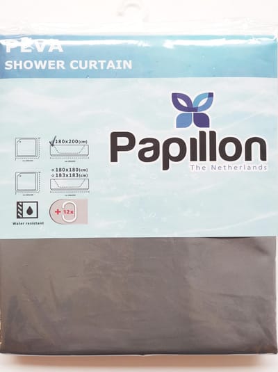 Papillon - Douchegordijn - PEVA - 180x200 cm - Donkergrijs