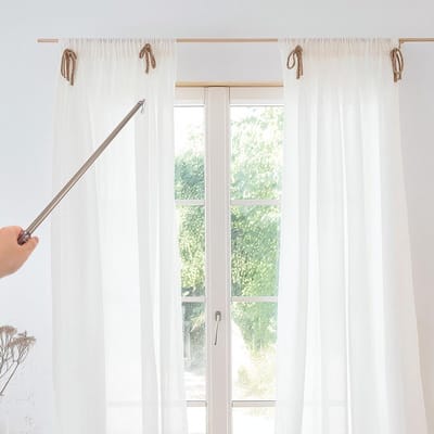 Gordijnstang met Haak - Trekstang Jaloezieën - Raambekleding Bediening - Geruisloze Werking - 54 cm Lengte - Roségoud