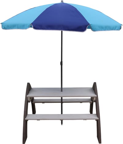 AXI Kylo Picknicktafel in Grijs/Wit met Parasol in Blauw - Picknick set voor kinderen van hout