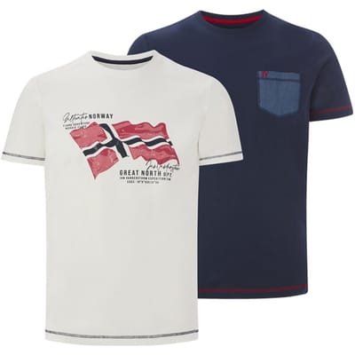Jan Vanderstorm herren T-Shirts, Set Van 2 - 60/62 - wit - Plus Size