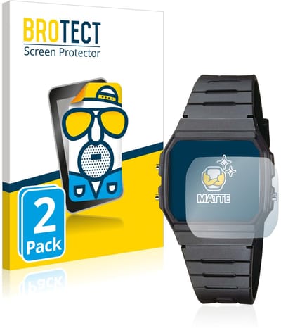 BROTECT - Screenprotector voor Casio Collection Unisex F-91W - Folie Beschermfolie matte 2 Stuks
