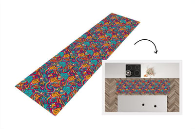Keukenloper - Loper keuken - Hippie - Flora - Abstract - Patroon - 200x50 cm - Keukenloper vinyl
