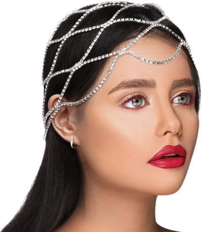 Elegante Kristallen Hoofdsieraad Met Gaas - Glanzende Boho Stijl Accessoires Voor Feestjes en Festivals