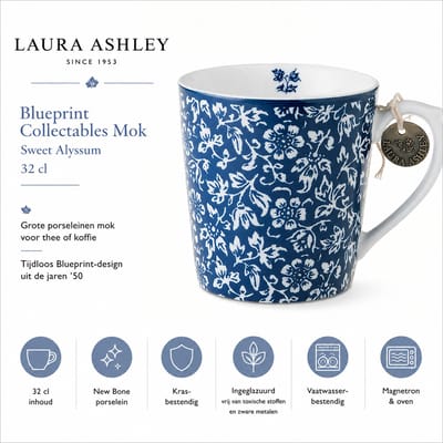 Laura Ashley Blueprint Collectables Mok - Theemok - Koffiemok - Sweet Alyssum - 32 cl.