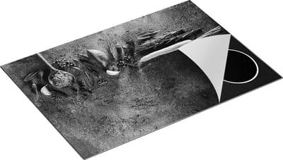 Chefcare Inductie Beschermer Kruiden met Groentes op Grijs Beton - Zwart Wit - 75x50 cm - Afdekplaat Inductie - Kookplaat Beschermer - Inductie Mat