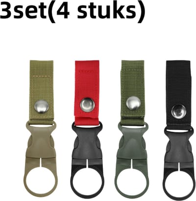 12 stuks - Waterfleshouder - Waterflesclip - Waterfles riem - Outdoor Tactische Drinkfles Clip - Nylon Band Hangbevestiging voor Waterflessen - Draagbare Karabijnhaak voor Rugzak en Gordel
