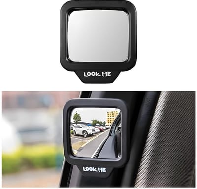 Dailygoods- Dodehoekspiegel HD-glas - Verstelbare Groothoekspiegel - Universeel - Auto/SUV/Vrachtwagen - 6,5 x 6,3 cm - Zwart - Observatiespiegel
