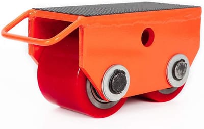 Transport Chassis met Zware Transportwielen voor Machines, 2.5T Capaciteit, Robuuste Stalen Rollen en Meubelwielen in Rood en Geel
