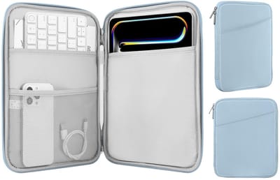 Dailygoods - Tablethoes - Waterdichte Draagtas - Misty Blue - Ideaal voor Tablets - Bescherming en Functionaliteit - Geschikt voor 12,9 inch Tablets