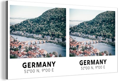 Wanddecoratie Metaal - Aluminium Schilderij Industrieel - Duitsland - Heidelberg - Zomer - Water - 160x80 cm - Dibond - Foto op aluminium - Industriële muurdecoratie - Voor de woonkamer/slaapkamer