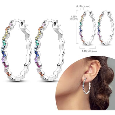 925 Zilveren Hoepel Oorbellen Hypoallergene Hoepel Oorbellen Met Zirkonia Mode Hoge Kwaliteit Sieraden voor Vrouwen Meisjes