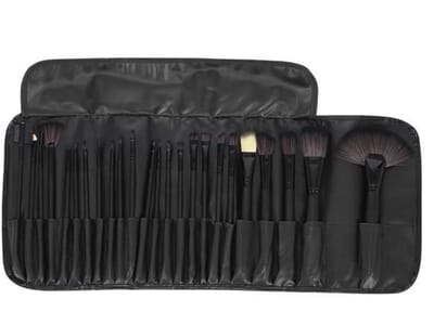 longziming -24-delige Make-up Borstel Set met Kunstleren Opbergtas – Professionele Foundation, Oogschaduw en Gezichtsborstels voor Thuis en Beauty Salon