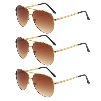 Dailygoods- Zonnebril Heren Gepolariseerd - 3-delige Set - Ultralicht - Retro Pilotenstijl - UV400 Bescherming - Verstelbare Neuspads - Pilotenbril