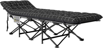 4goodz Veldbed Campingbed met Matras - tot 150 kg belasting - Zwart