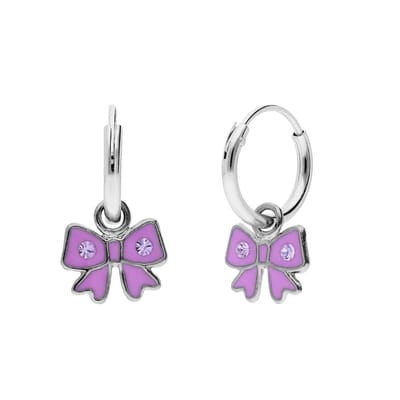 Lucardi Kinder Zilveren kinderoorringen strik 10mm - Oorbellen - 925 Zilver - Zilverkleurig