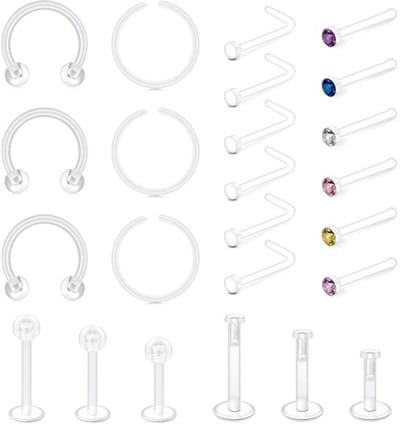 Allecto - Duidelijke Neus Studs - Verberg Piercings - 12 Stuks - Neus