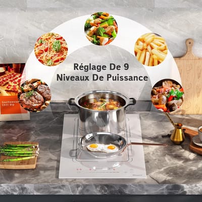 Inductie Kookplaat - Kooktoestel Fornuis - Snel Koken - Flexibele Zone - 30 cm Breed - Wit