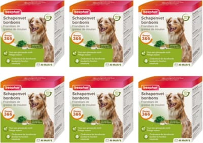 6x Beaphar Schapenvet Bonbons met zeewier - Hondensnack - 245g