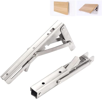 Vouwbeugel Set - Wandsteun Plankdragers - Ruimte Besparen - Robuust Roestvrij Staal - 30CM - Zilver