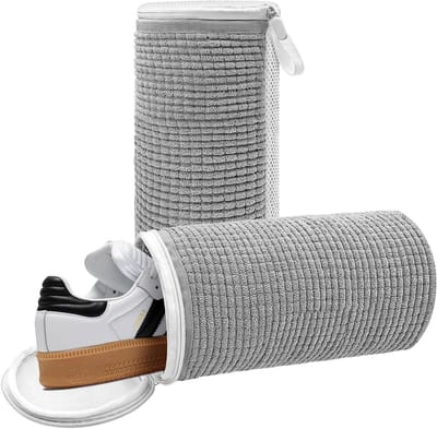 Schoenwaszakken voor de wasmachine, 2 stuks, ideaal voor sneakers en sportschoenen, 360° reiniging, wasnet voor schoenen, grijs