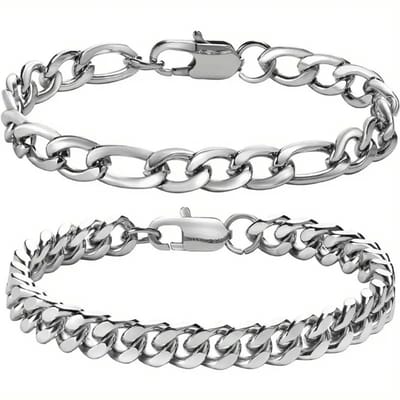 Livano Armband - Staal - Nep Zilver - Heren - Stijl 1 - 19cm