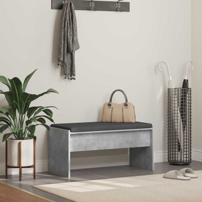 vidaXL - Hallenbank - met - kussen - Beton - Grijs - 83 - x - 38 - x - 40 - cm