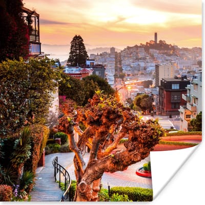 Poster Stad - Tuin - Licht - 100x100 cm XXL