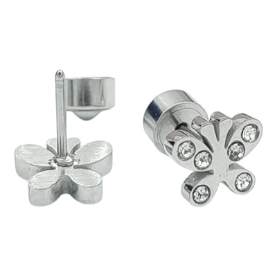 Vlinder Oorknopjes voor Kinderen met CZ Steentjes - Premium staal - Hypoallergeen - Luxe Verpakking - 10 x 7 mm